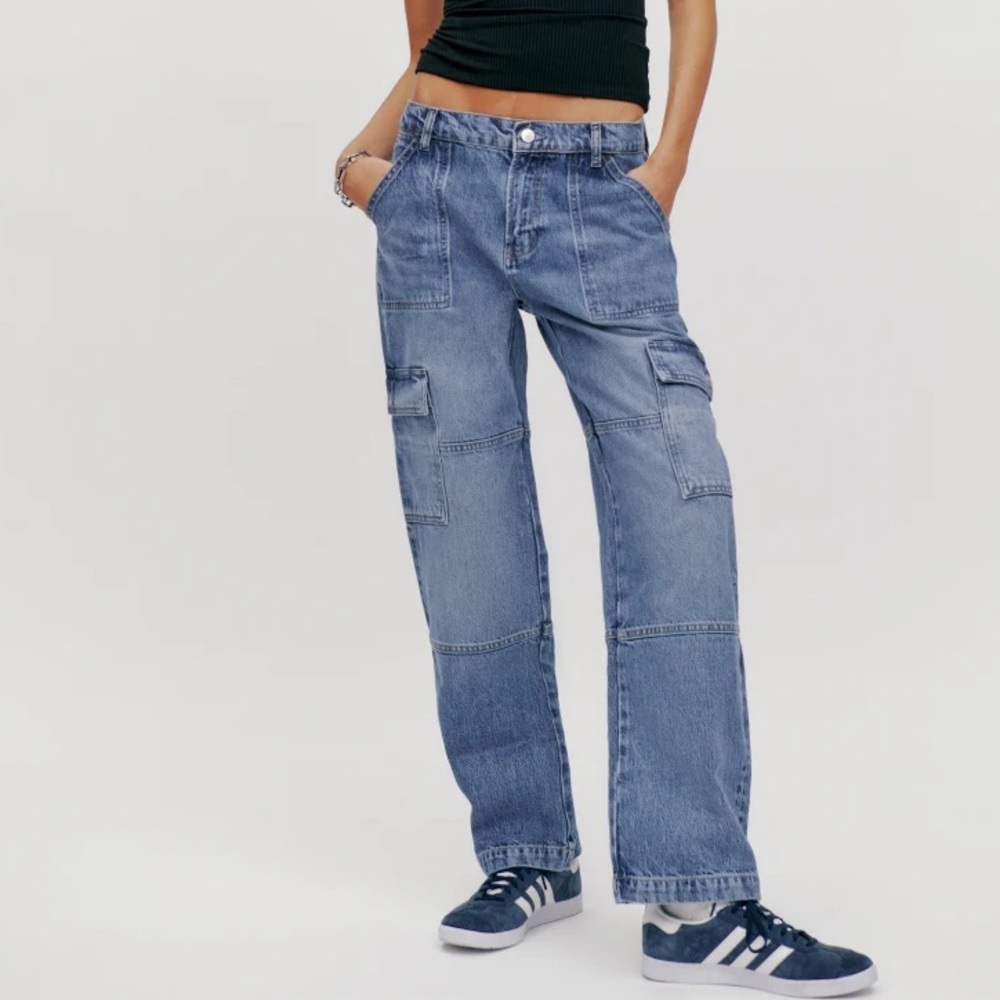 REFORMATION MCKENNA MID RISE SLOUCH CARGO JEANS